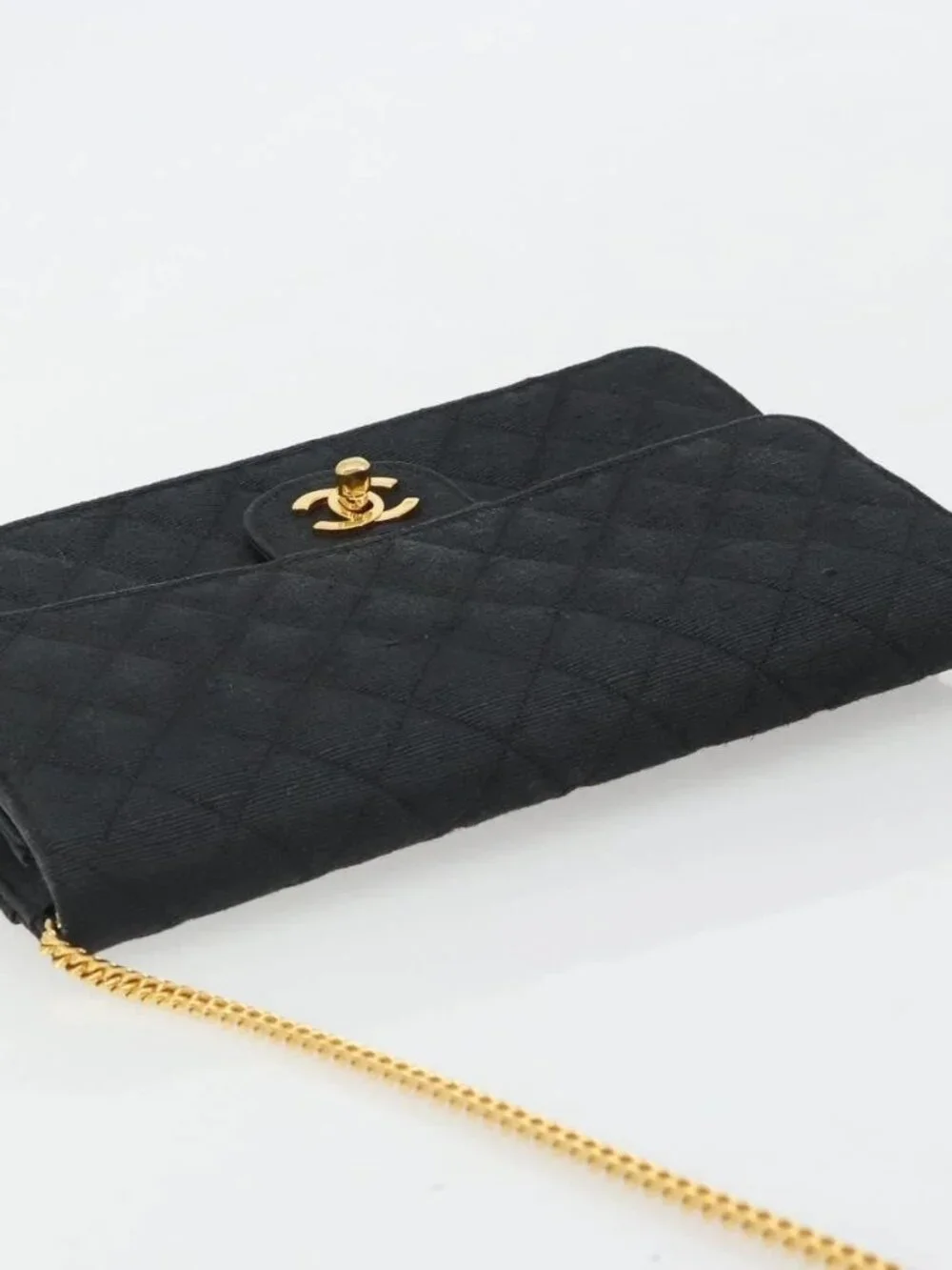 CHANEL Matelasse 25 Chain Shoulder Bag Denim Black Gold CC Auth 185437SAM